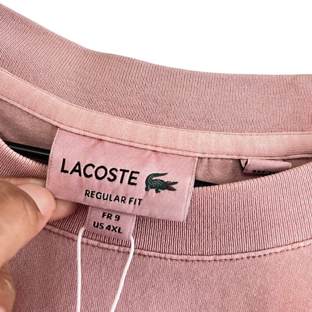Lacoste Men's Organic Cotton Natural Dye T-Shirt US 4XL NWT Pink Retail $80 - Picture 4 of 9